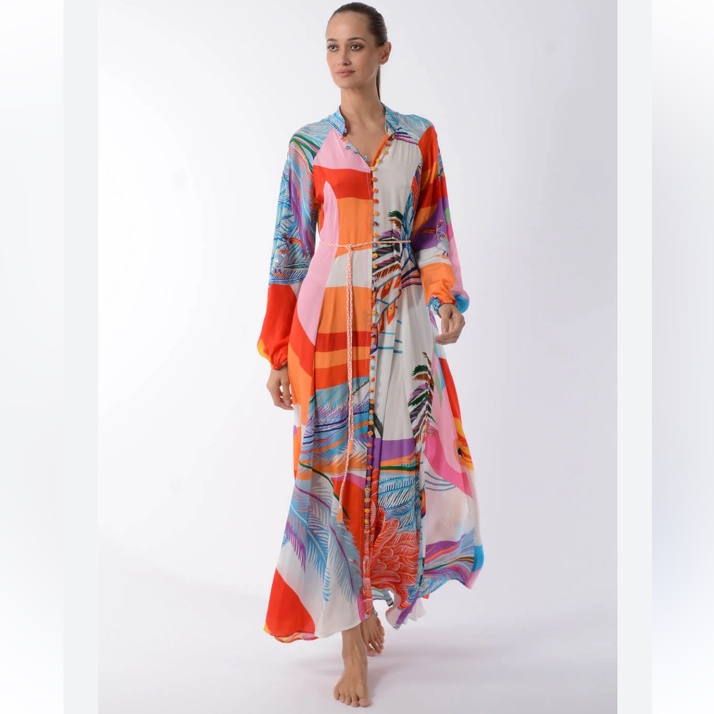 Taj By Sabrina Crippa Nea Mealy Bird Maxi Dress sequin embellished long sleeve